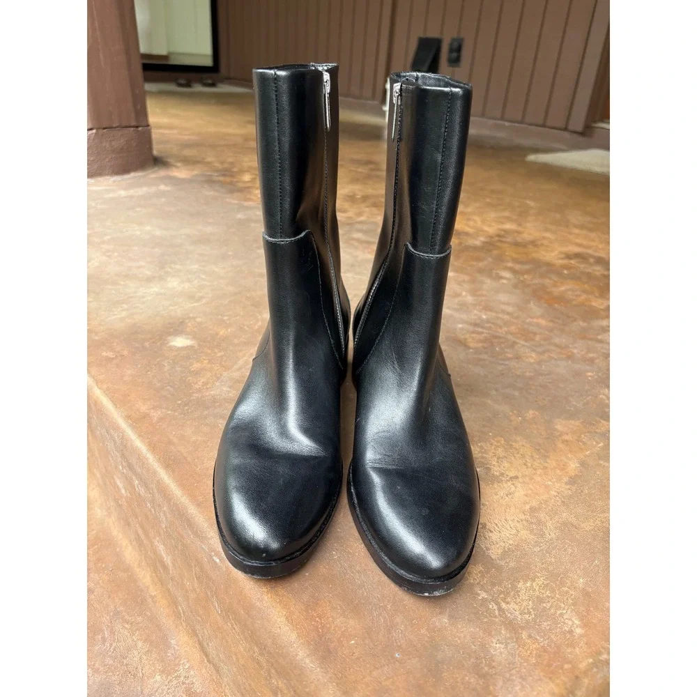 3.1 Philip Lim Black Leather Side Zip Almond Toe Lucien Archive Boot - EU38 US8